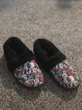 Bobs Skechers Dogs Too Cozy Wag Party Snuggle Rovers Slippers Dog Lover Sz 6 EUC